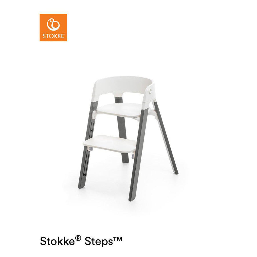 Stokke Steps Chair - White + Hazy Grey-Highchairs-White + Hazy Grey-No Bouncer | Natural Baby Shower