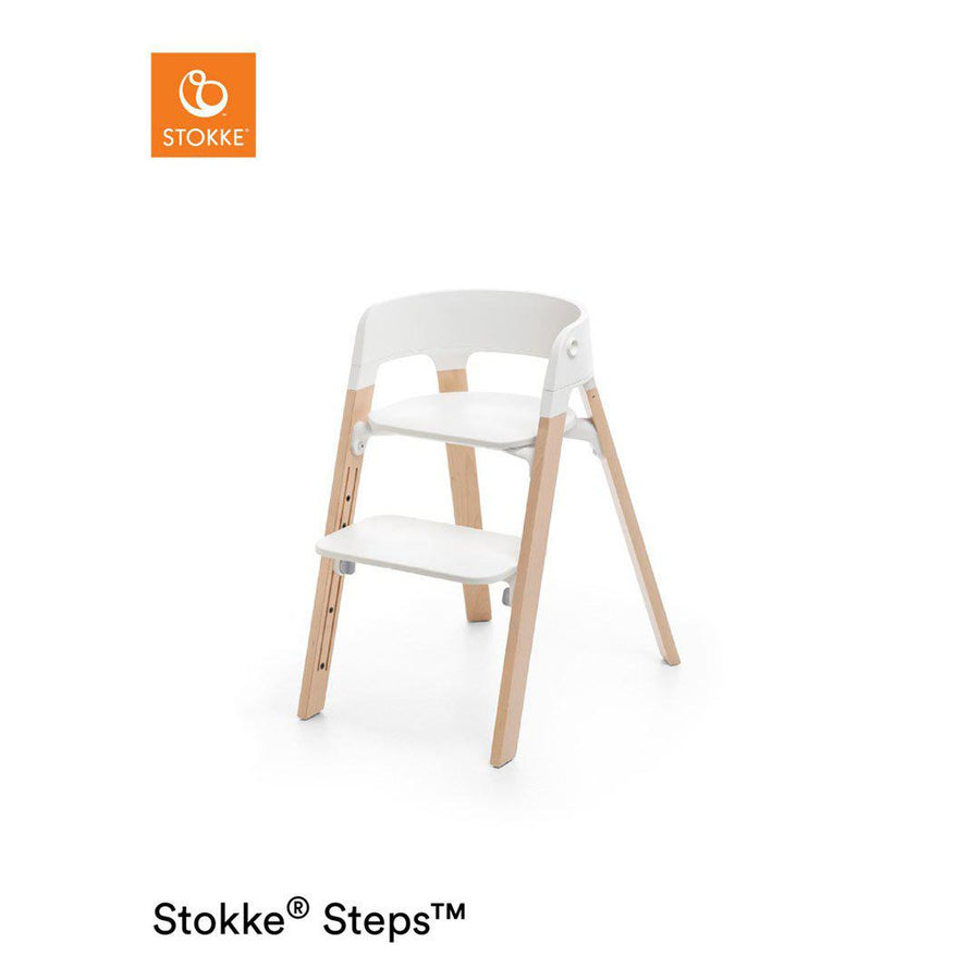 Stokke Steps Chair - White + Natural-Highchairs-White + Natural- | Natural Baby Shower