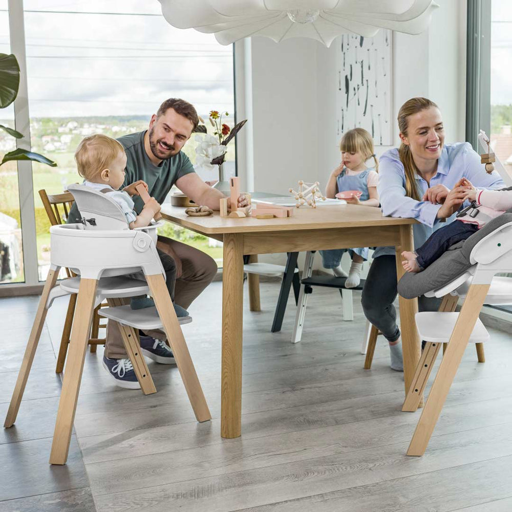 Stokke Steps Chair - White + Hazy Grey-Highchairs-White + Hazy Grey-No Bouncer | Natural Baby Shower