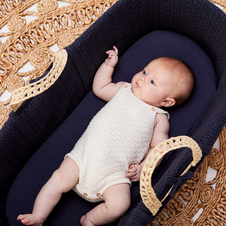 The Little Green Sheep Moses Basket Sheet - Midnight-Sheets- | Natural Baby Shower