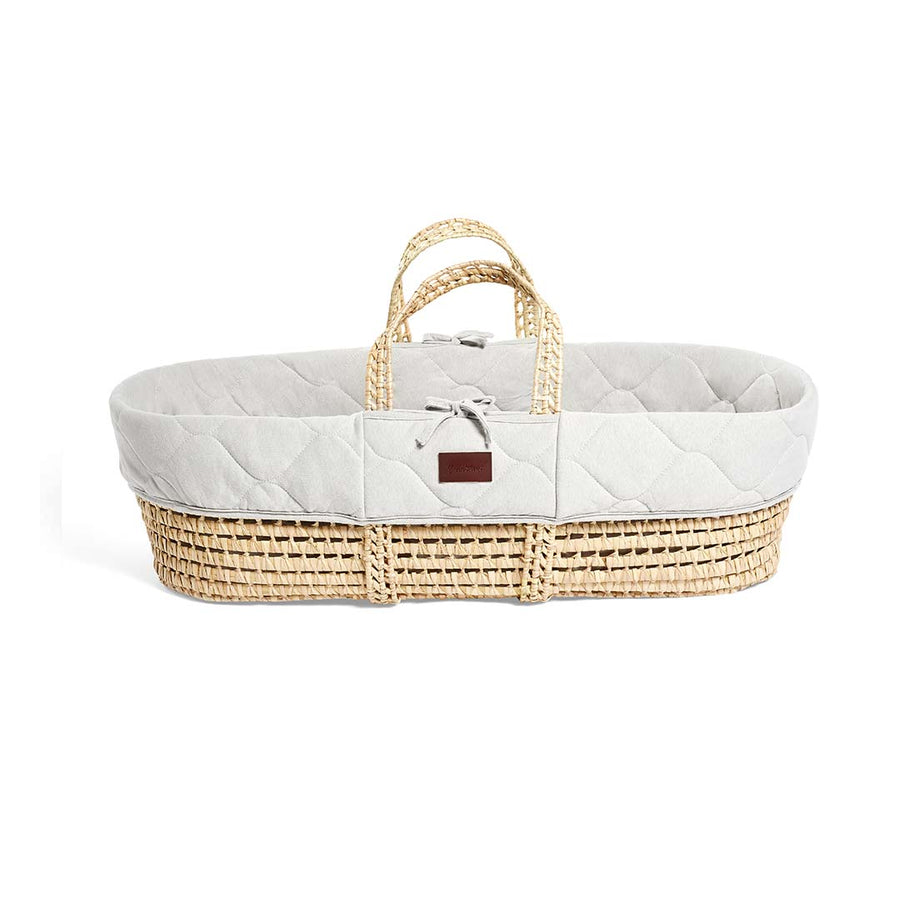 The Little Green Sheep Natural Quilted Moses Basket & Mattress - Dove-Moses Baskets- | Natural Baby Shower