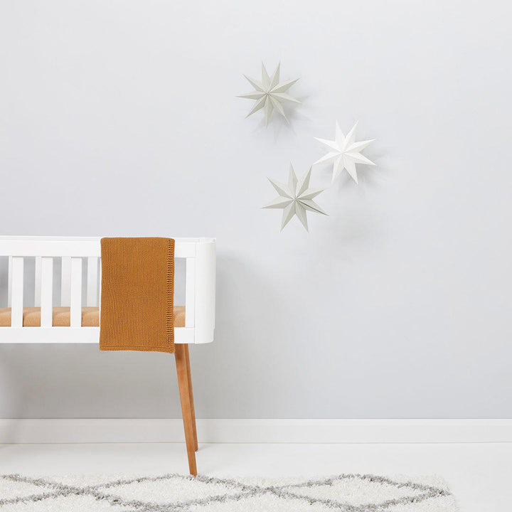 The Little Green Sheep Organic Knitted Cellular Baby Blanket - Honey-Blankets- | Natural Baby Shower