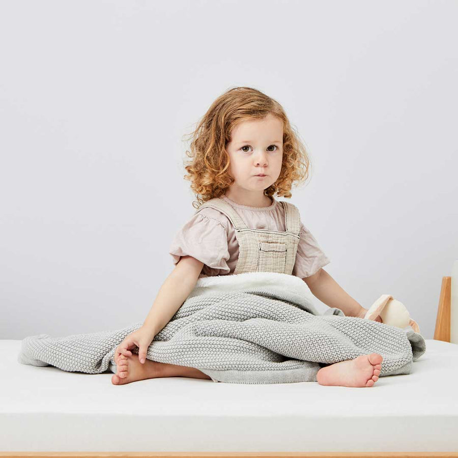 The Little Green Sheep Organic Knitted Fleece Baby Blanket in Dove