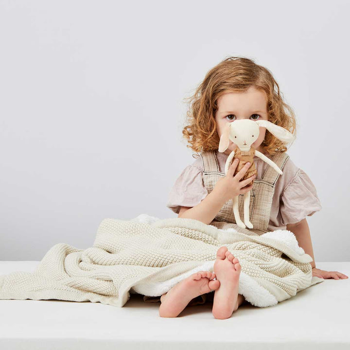 The Little Green Sheep Organic Knitted Fleece Baby Blanket - Linen-Blankets- | Natural Baby Shower