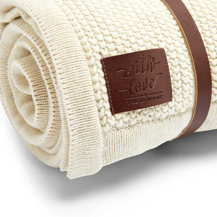 The Little Green Sheep Organic Knitted Fleece Baby Blanket - Linen-Blankets- | Natural Baby Shower