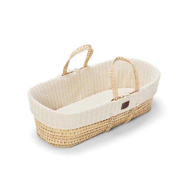 The Little Green Sheep Organic Knitted Moses Basket Bundle - Linen-Moses Baskets- | Natural Baby Shower