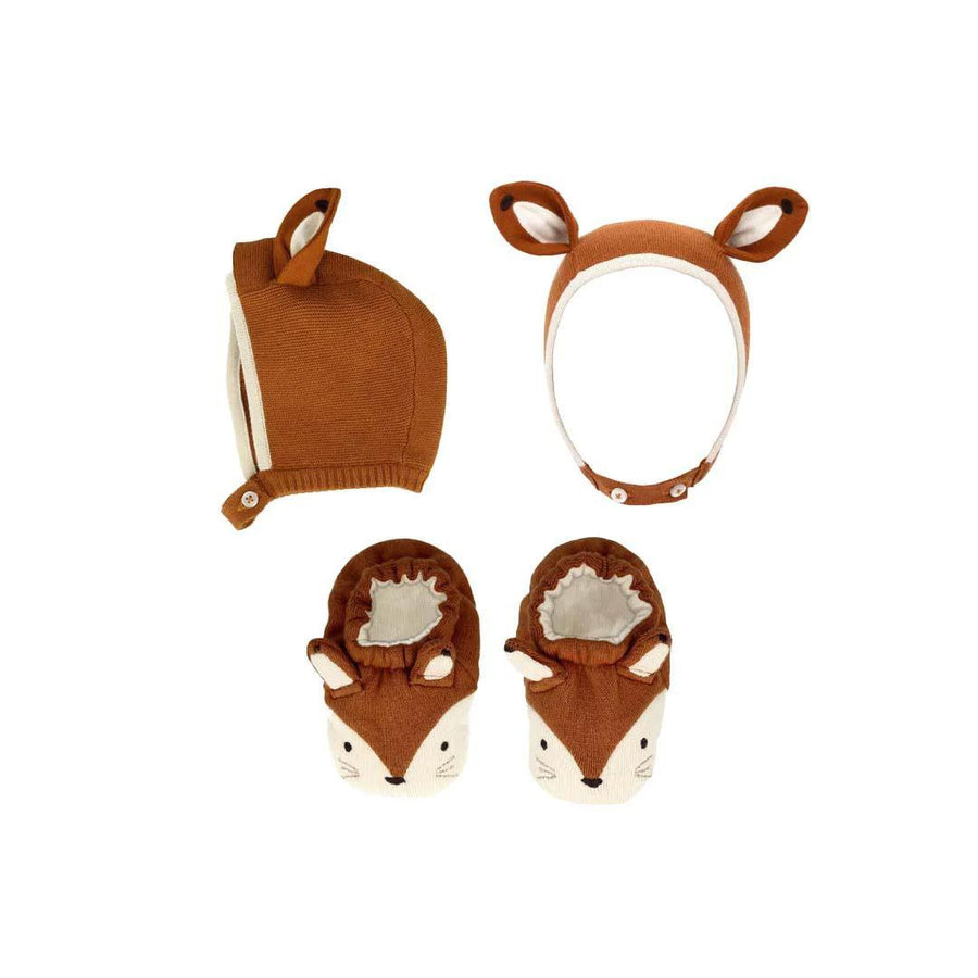Meri Meri Baby Bonnet + Booties Set - Fox-Clothing Sets-Fox-One Size | Natural Baby Shower