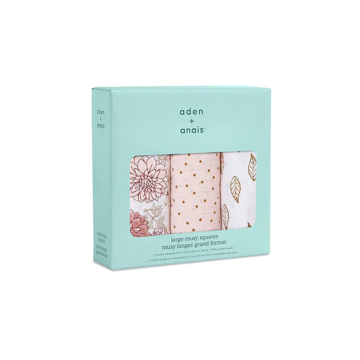 aden + anais Muslin Squares - Dahlia - 3 Pack-Muslin Squares- | Natural Baby Shower