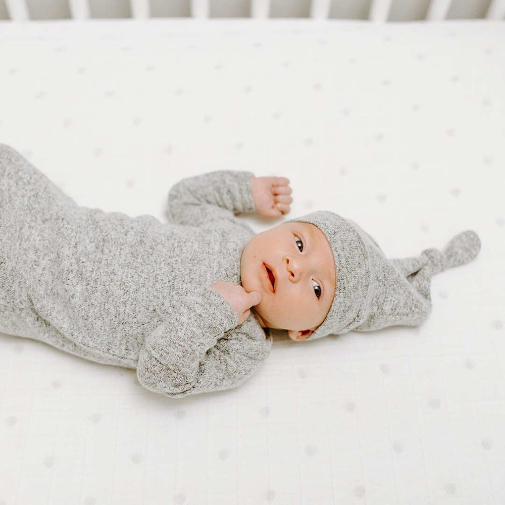 aden + anais Snuggle Knit Gown Gift Set - Heather Grey-Clothing Sets-0-3m-Heather Grey | Natural Baby Shower