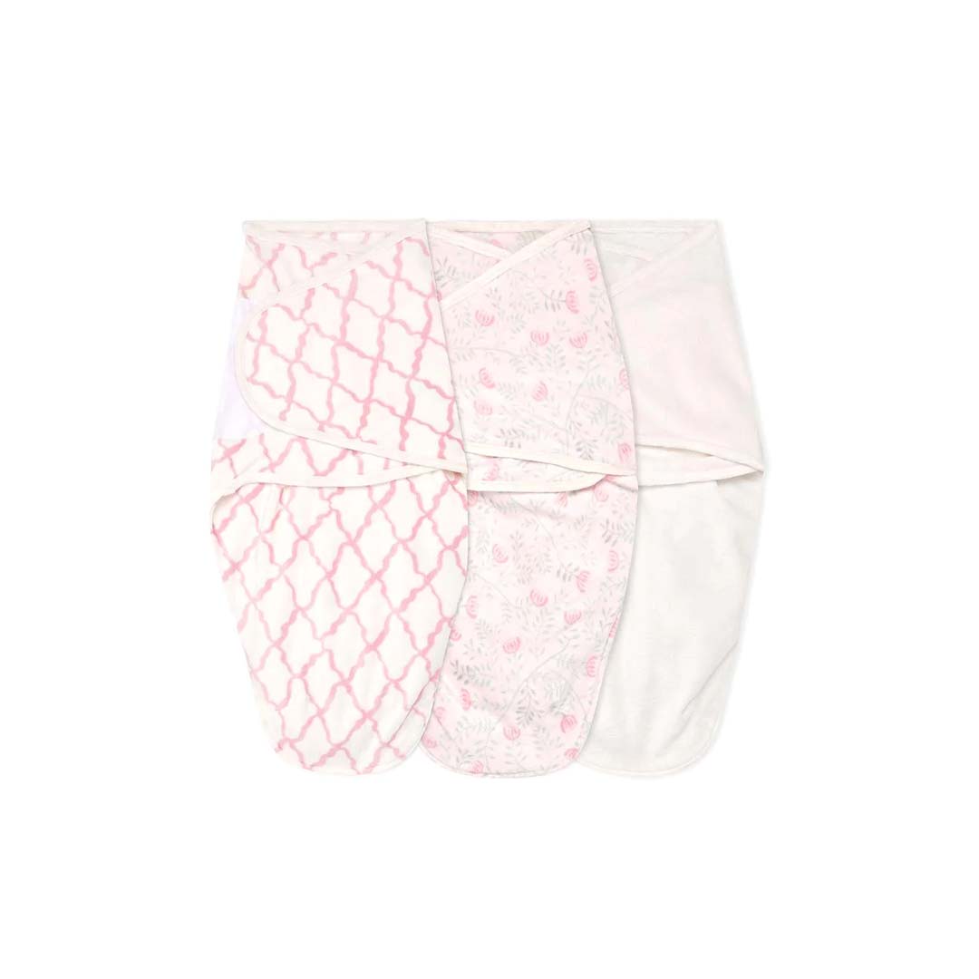 aden + anais Essentials Easy Swaddle Wraps - Arts + Crafts - 3 Pack-Shaped Swaddles-Pink-One Size | Natural Baby Shower