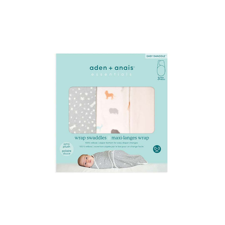 aden + anais Essentials Easy Swaddle Wraps - Wild Prairie - 3 Pack-Shaped Swaddles-Wild Prairie-One Size | Natural Baby Shower
