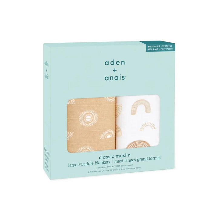 aden + anais Cotton Muslin Large Swaddles - 2 Pack - Keep Rising-Blankets-Keep Rising- | Natural Baby Shower