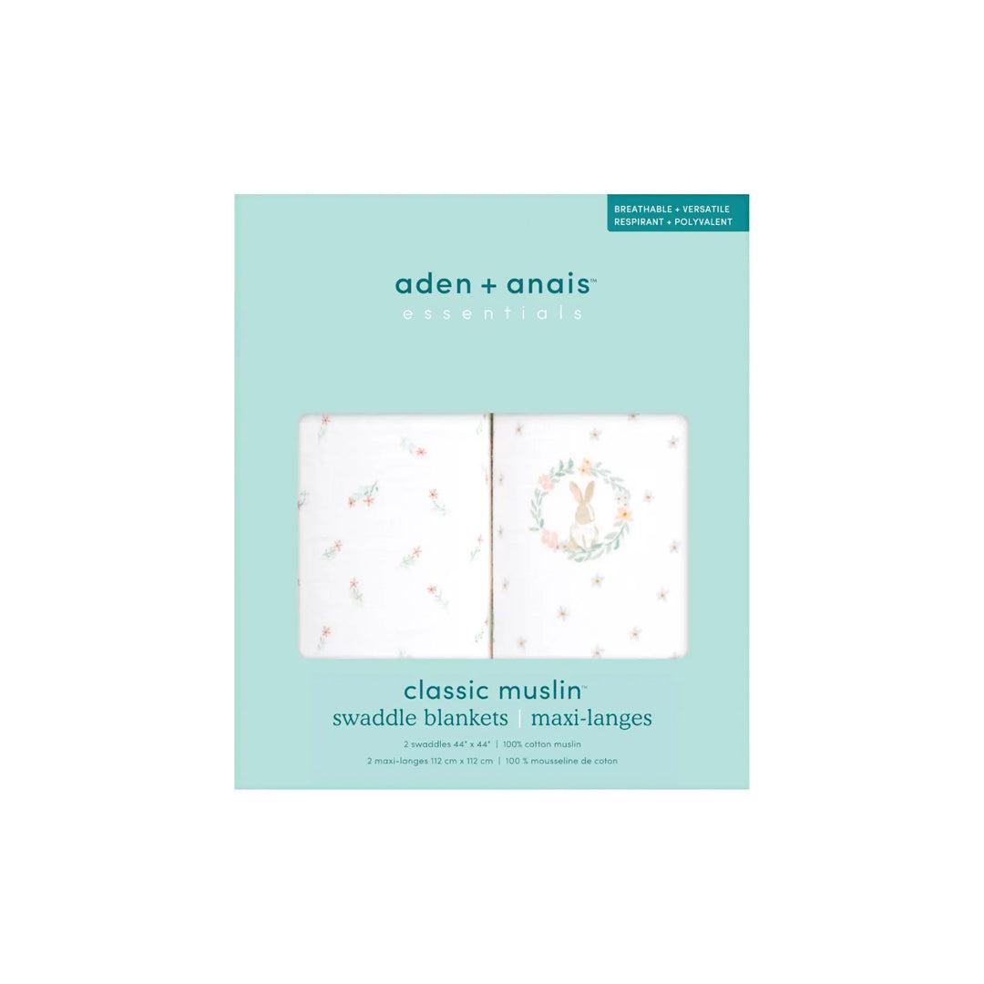 aden + anais Essentials Cotton Muslin 2 Pack Swaddle Blanket - Blushing Bunnies-Blankets-Blushing Bunnies- | Natural Baby Shower
