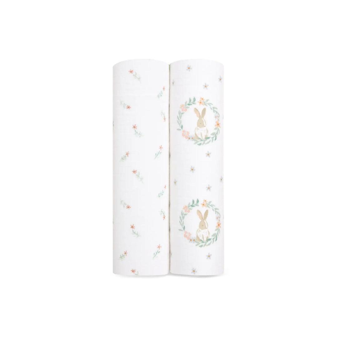 aden + anais Essentials Cotton Muslin 2 Pack Swaddle Blanket - Blushing Bunnies-Blankets-Blushing Bunnies- | Natural Baby Shower