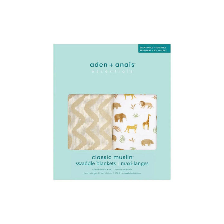 aden + anais Essentials Cotton Muslin 2 Pack Swaddle Blanket - Tanzania-Swaddling Wraps-Tanzania- | Natural Baby Shower