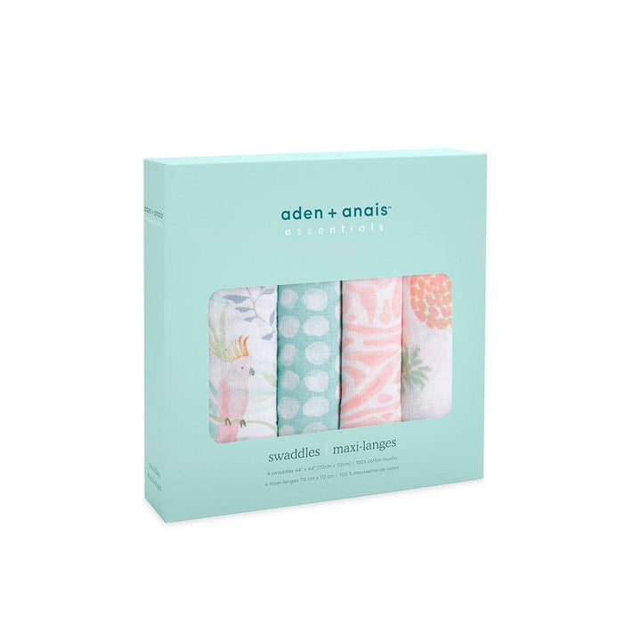 aden + anais Essentials Cotton Muslin Swaddle Blankets - Tropicalia - 4 Pack-Muslin Wraps-Tropicalia- | Natural Baby Shower