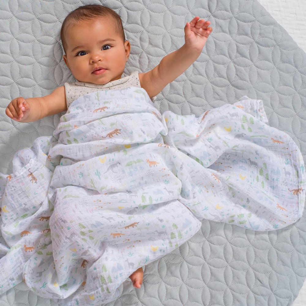aden + anais Essentials Cotton Muslin Swaddle Blankets - Voyager - 4 Pack-Muslin Wraps- | Natural Baby Shower