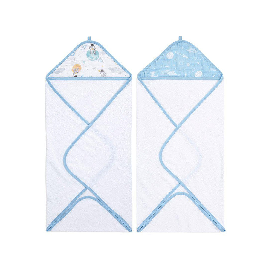 aden + anais Essentials Hooded Towel - Space Explorers - 2 Pack-Bath Towels-Space Explorers- | Natural Baby Shower