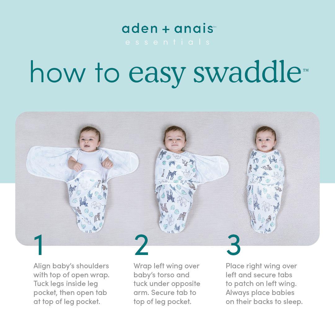 aden + anais Essentials Wrap Swaddles - Toile - 3 Pack-Shaped Swaddles-Toile-0-3m | Natural Baby Shower