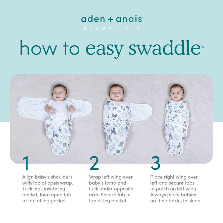 aden + anais Essentials Wrap Swaddles - Toile - 3 Pack-Shaped Swaddles-Toile-0-3m | Natural Baby Shower