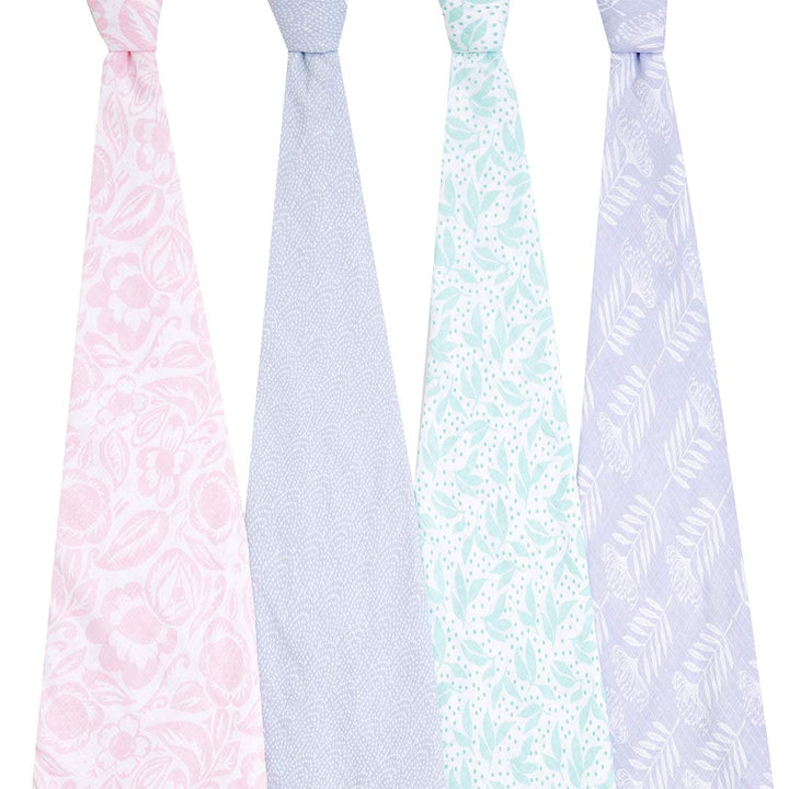 aden + anais Essentials Muslin Swaddles - Damsel - 4 Pack-Swaddling Wraps- | Natural Baby Shower