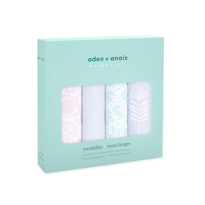 aden + anais Essentials Muslin Swaddles - Damsel - 4 Pack-Swaddling Wraps- | Natural Baby Shower