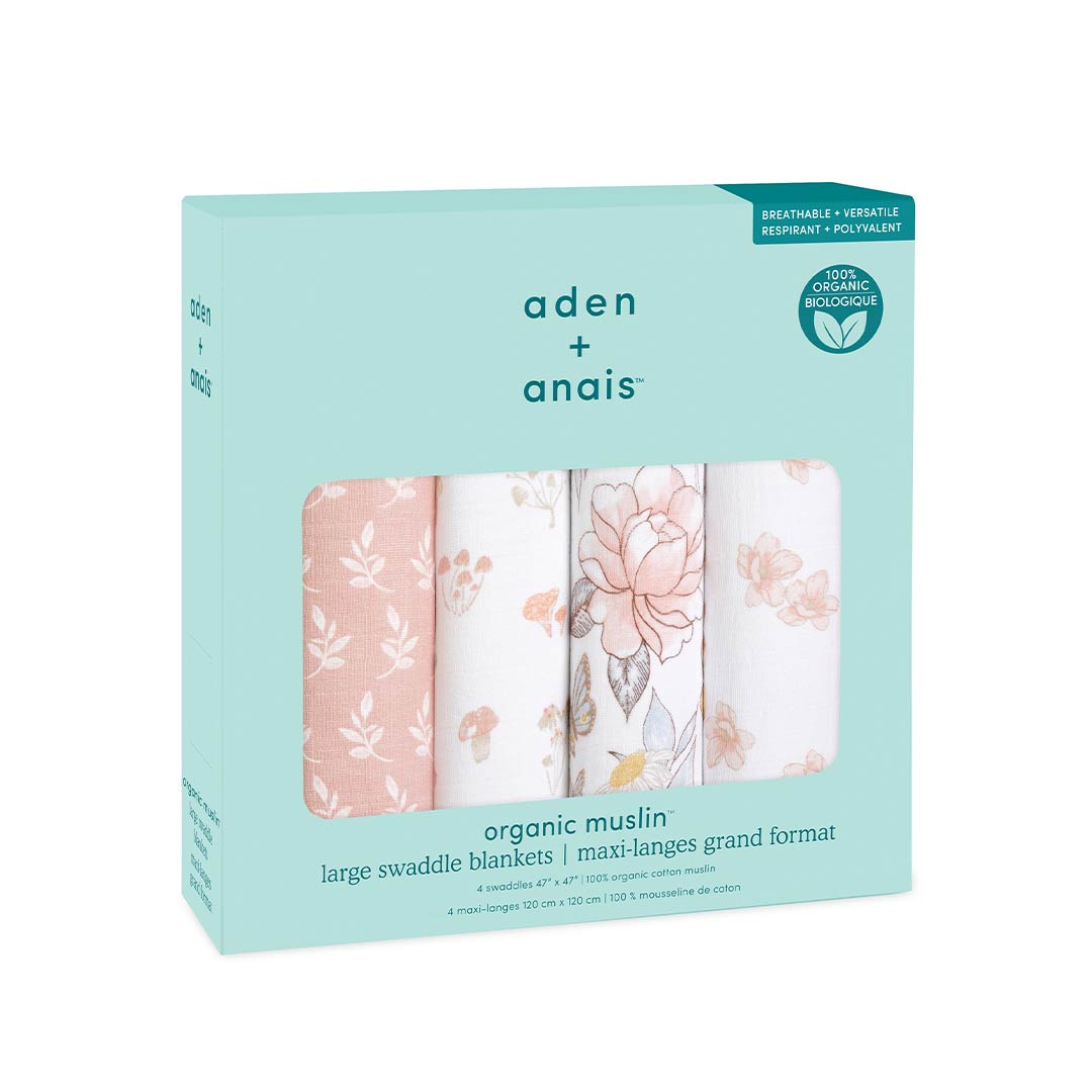 aden + anais Organic Muslin Swaddles - Earthly - 4 Pack-Muslin Wraps- | Natural Baby Shower