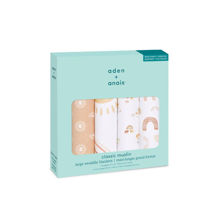 aden + anais Muslin Swaddles - Keep Rising - 4 Pack-Muslin Wraps- | Natural Baby Shower