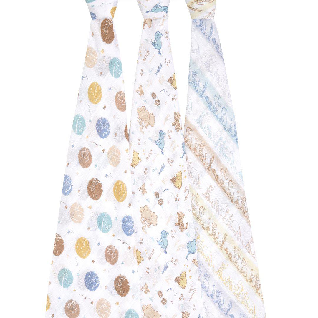 aden + anais Muslin Swaddles - Winnie in the Woods - 3 Pack-Muslin Wraps- | Natural Baby Shower