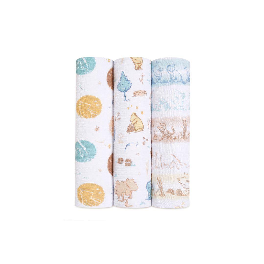 aden + anais Muslin Swaddles - Winnie in the Woods - 3 Pack-Muslin Wraps- | Natural Baby Shower