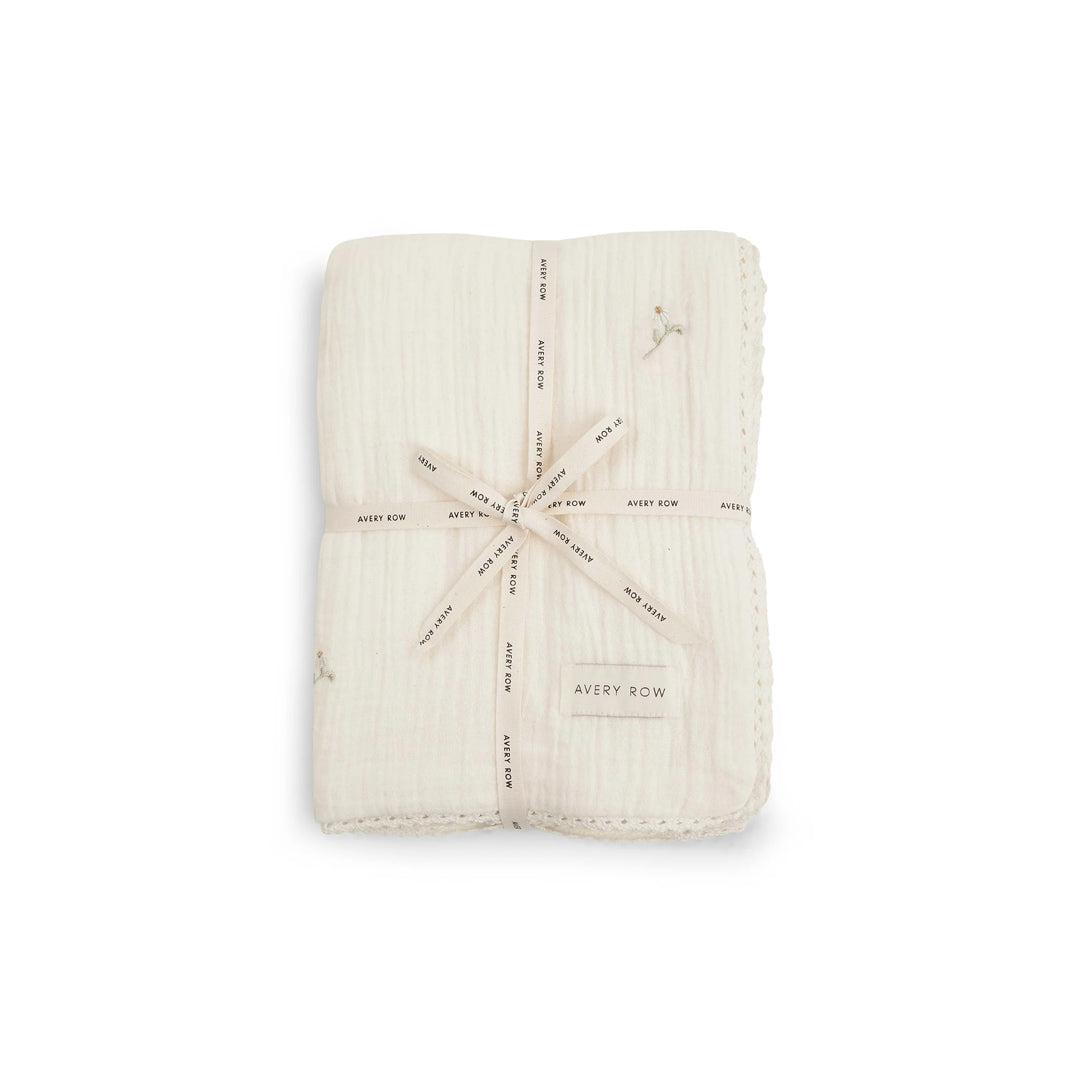 Avery Row Embroidered Muslin Blanket - Wild Chamomile-Blankets-Wild Chamomile- | Natural Baby Shower