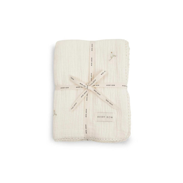 Avery Row Embroidered Muslin Blanket - Wild Chamomile-Blankets-Wild Chamomile- | Natural Baby Shower