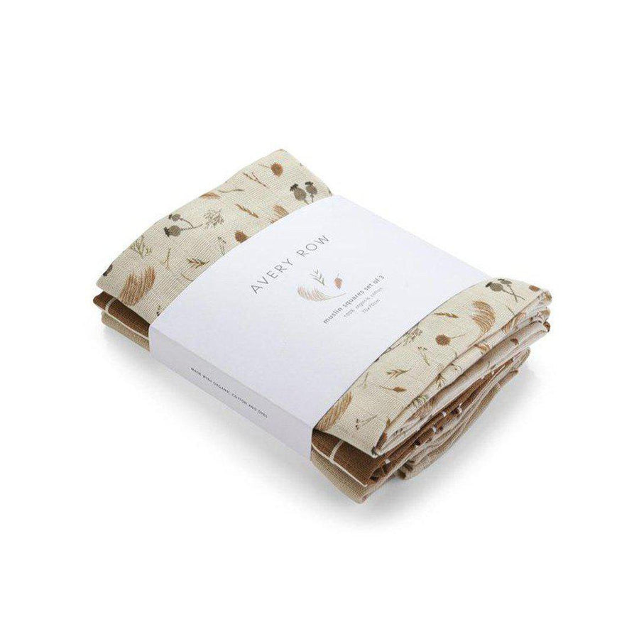 Avery Row Muslin Squares - Grasslands - 3 Pack-Muslin Squares- | Natural Baby Shower
