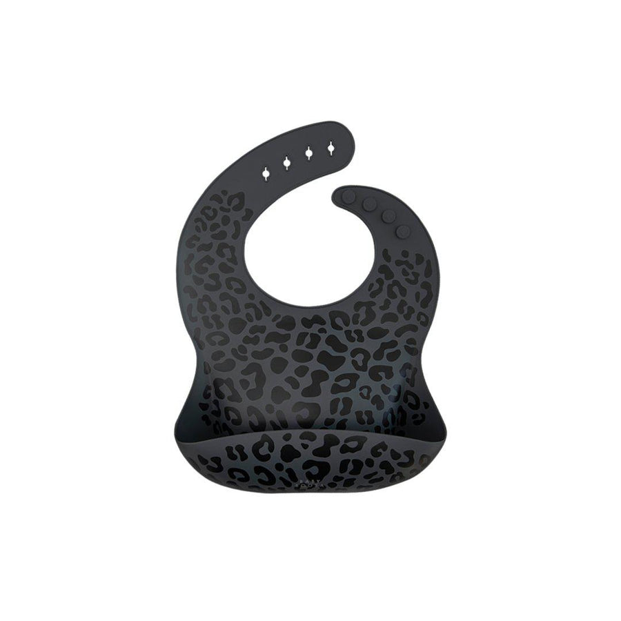 Baby Boosa Bib - Charcoal Leopard Print-Bibs- | Natural Baby Shower