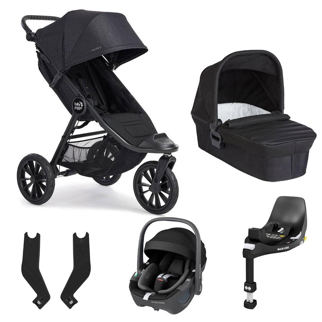 Baby Jogger City Elite 2 Maxi Cosi Pebble 360 Travel System - Opulent Black-Travel Systems-Maxi-Cosi 360 Base- | Natural Baby Shower