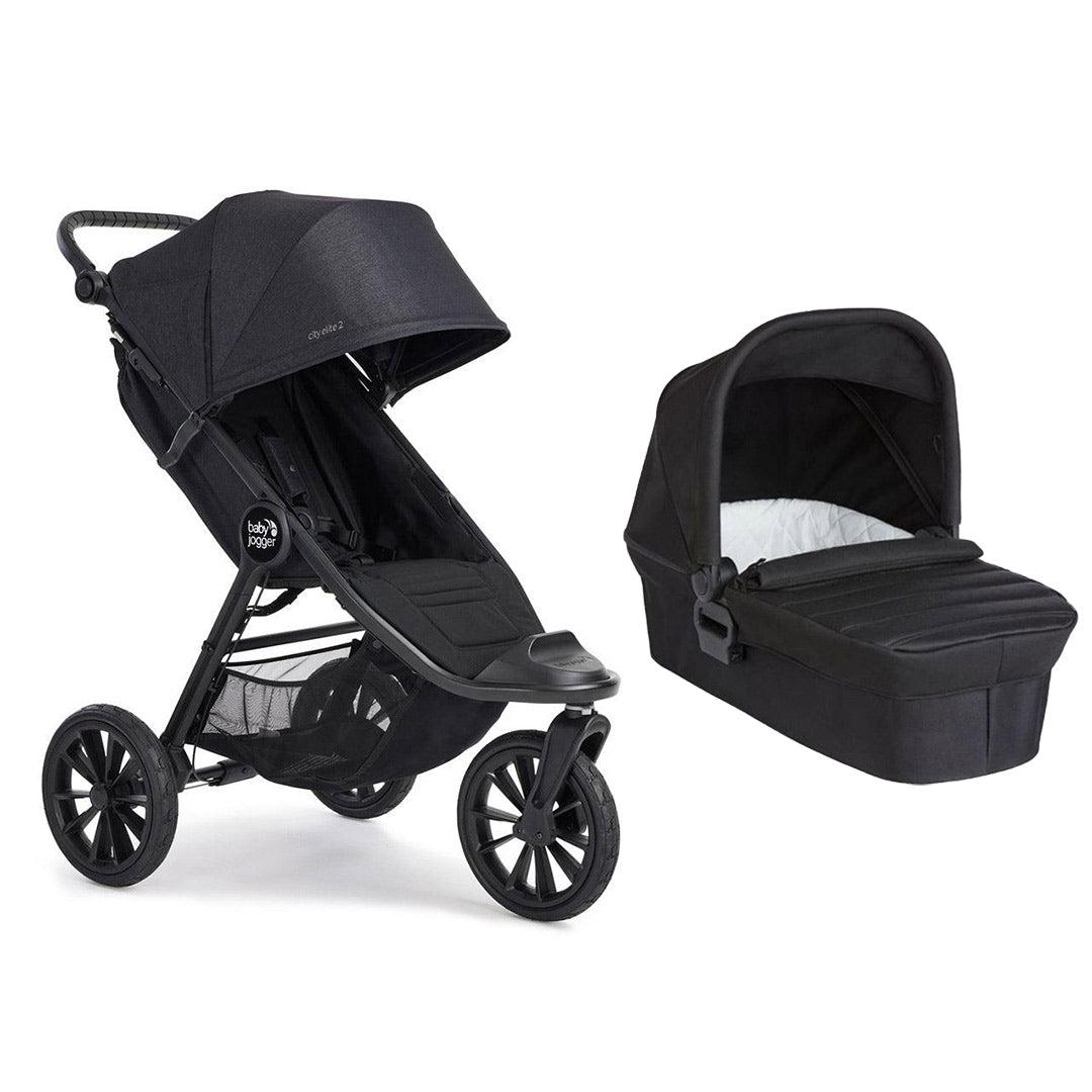 Baby Jogger City Elite 2 Pushchair + Carrycot Bundle - Opulent Black-Stroller Bundles-Opulent Black- | Natural Baby Shower