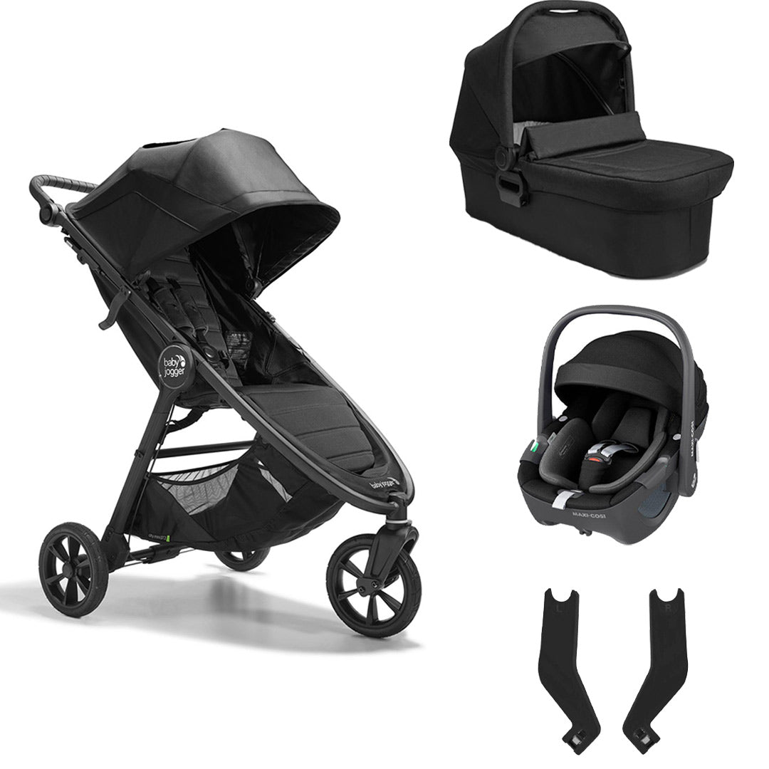 Baby Jogger City Mini GT2 + Carrycot + Maxi Cosi Pebble 360 Travel System - Opulent Black-Travel Systems-No Base- | Natural Baby Shower