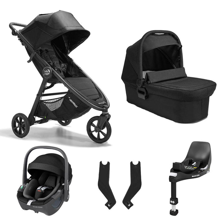 Baby Jogger City Mini GT2 + Carrycot + Maxi Cosi Pebble 360 Travel System - Opulent Black-Travel Systems-Maxi Cosi 360 Base- | Natural Baby Shower