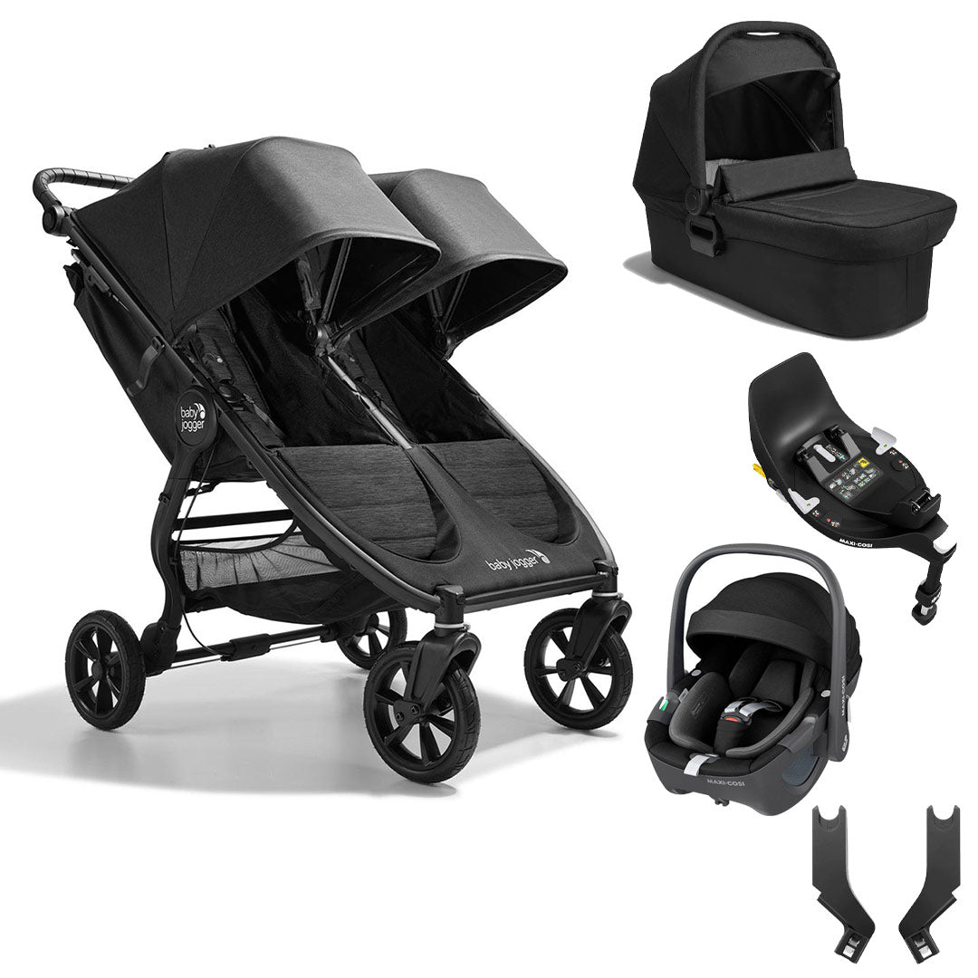 Baby Jogger City Mini GT2 Double + Maxi Cosi Pebble 360 Travel System - Opulent Black-Travel Systems-Pebble 360 Base- | Natural Baby Shower