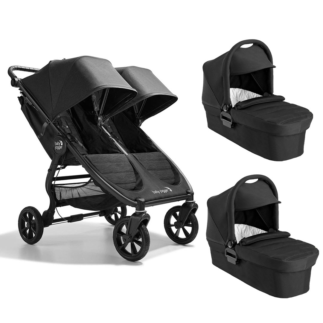 Baby Jogger City Mini GT2 Double Pushchair + Carrycot Bundle - Opulent Black-Stroller Bundles-1x Carrycot- | Natural Baby Shower