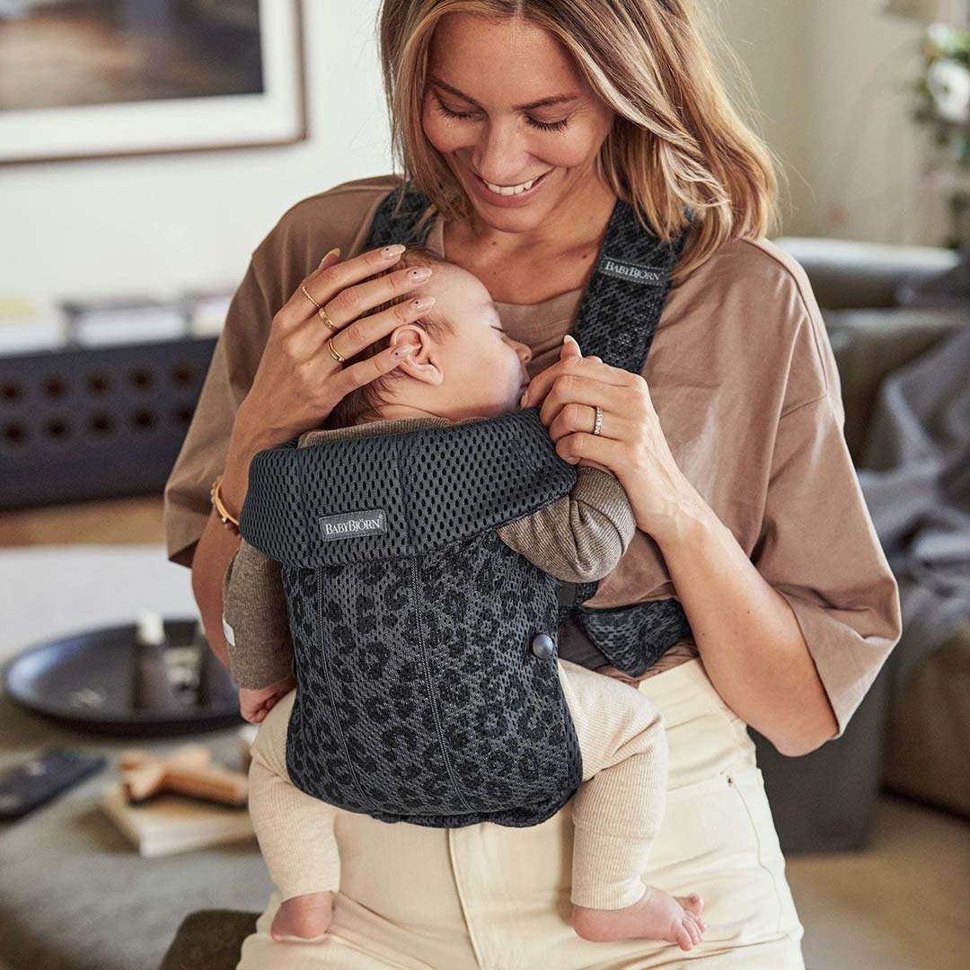 BabyBjorn Mini 3D Mesh Baby Carrier - Anthracite Leopard-Baby Carriers- | Natural Baby Shower