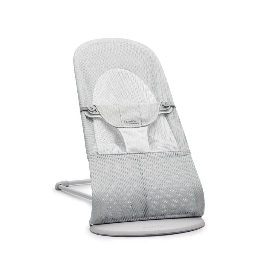 BabyBjorn Balance Soft Mesh Baby Bouncer - Grey Frame - Silver/White-Baby Bouncers- | Natural Baby Shower