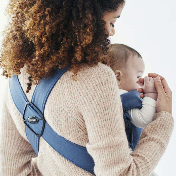 BabyBjorn Mini Cotton Baby Carrier - Vintage Blue-Baby Carriers-Vintage Blue- | Natural Baby Shower