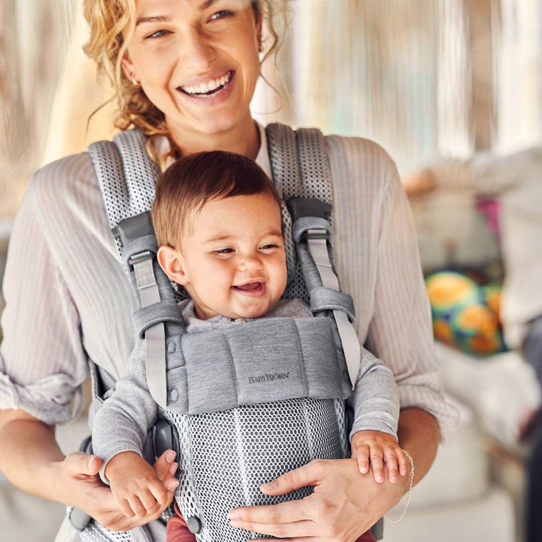 BabyBjorn Harmony 3D Mesh Baby Carrier Silver Travel Out
