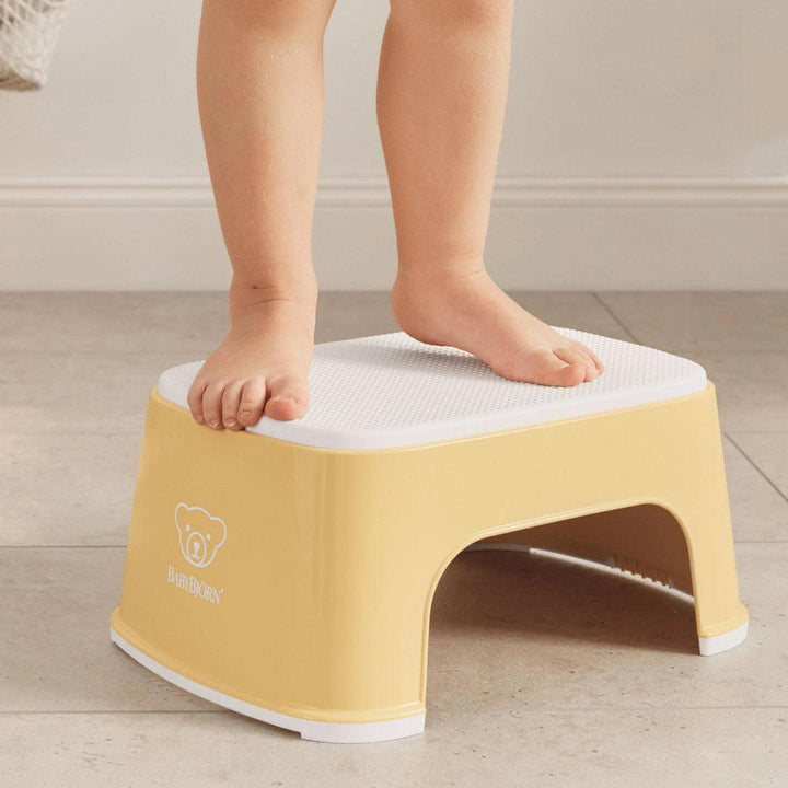 BabyBjorn Step Stool - Powder Yellow + White-Step Stools- | Natural Baby Shower