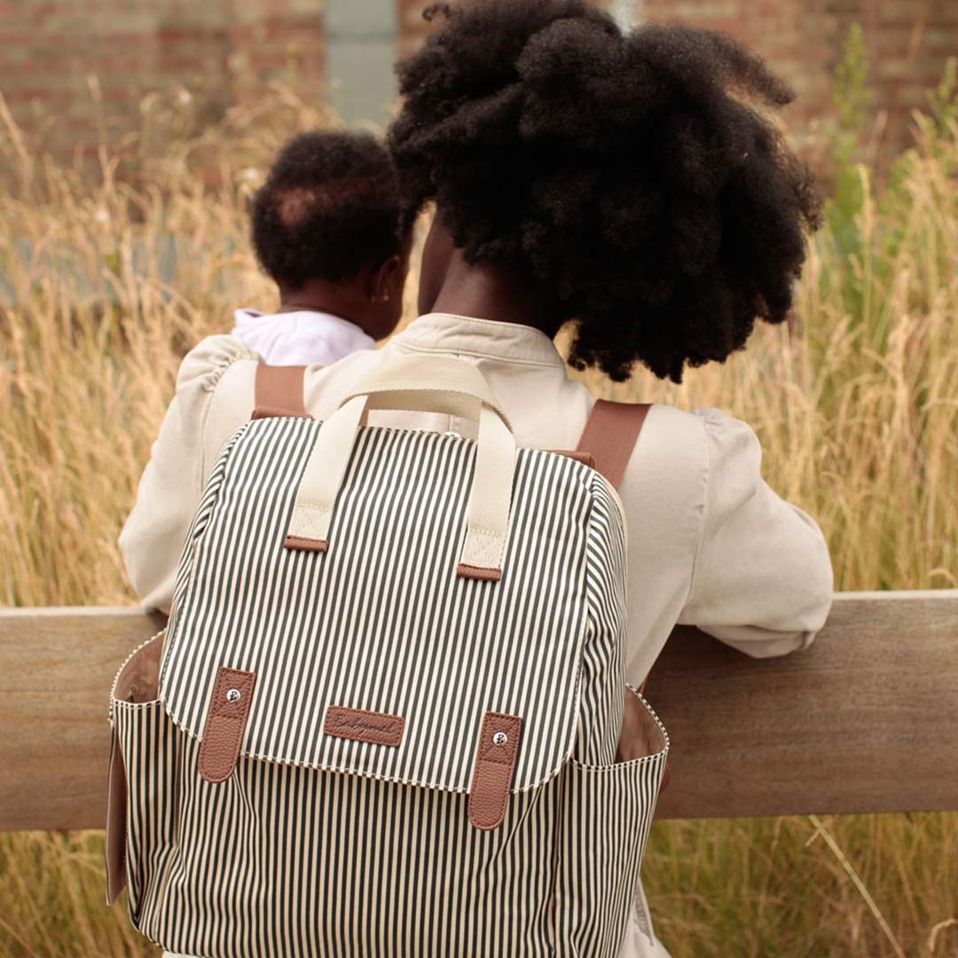 Babymel Robyn ECO Convertible Backpack - Navy Stripe-Changing Bags- | Natural Baby Shower