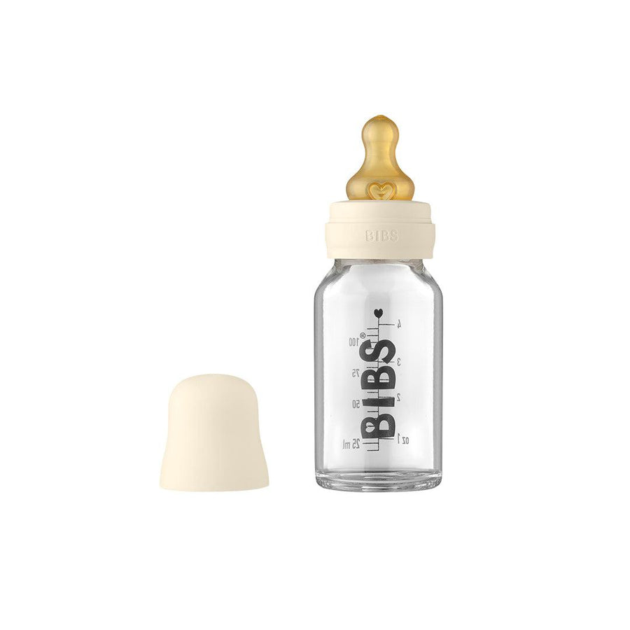BIBS Baby Glass Bottle Complete Set - Ivory - Latex-Baby Bottles-Ivory-110ml | Natural Baby Shower