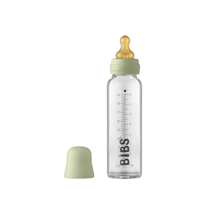 BIBS Baby Glass Bottle Complete Set - Sage - Latex-Baby Bottles-Sage-225ml | Natural Baby Shower