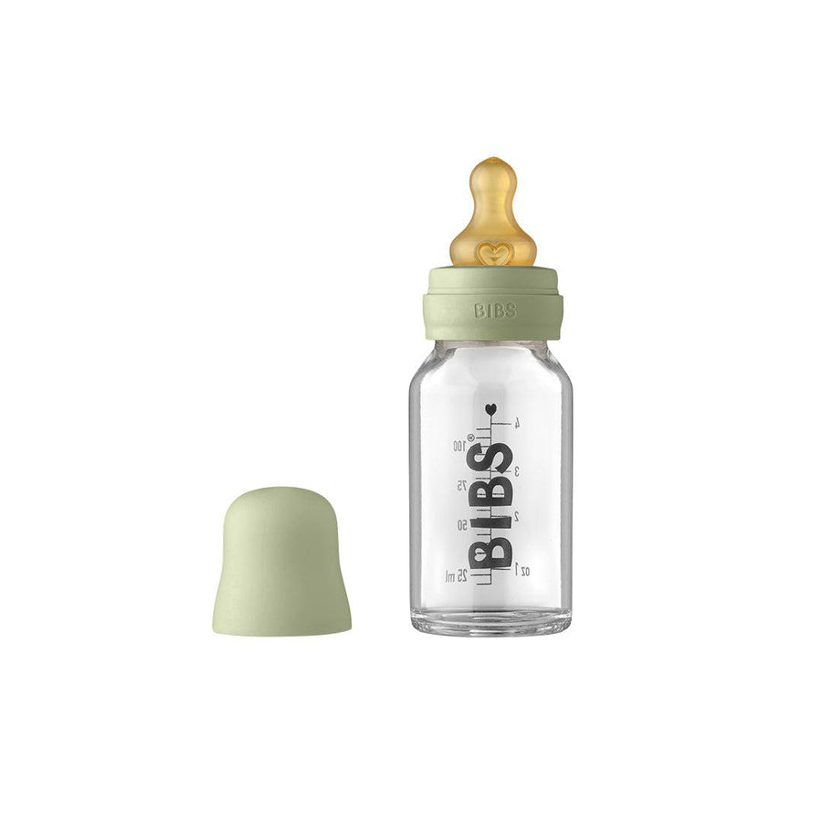 BIBS Baby Glass Bottle Complete Set - Sage - Latex-Baby Bottles-Sage-110ml | Natural Baby Shower