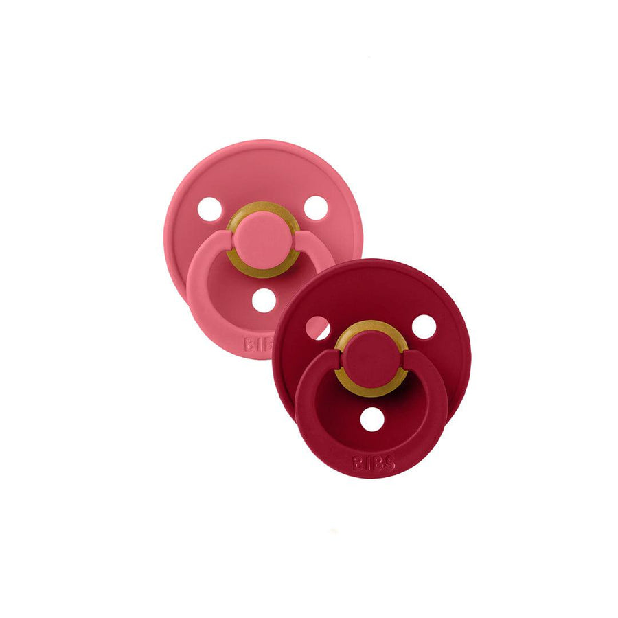 BIBS Colour Latex Pacifiers - Coral/Ruby - 2 Pack-Pacifiers-Size 1- | Natural Baby Shower